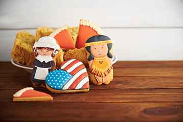 Thanksgiving sweets on a wooden background