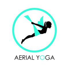 Aerial yoga training icons, vector illustration