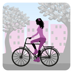 Girl is riding bike
