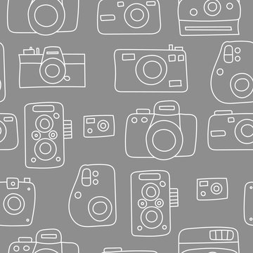 Photo cameras seamless pattern