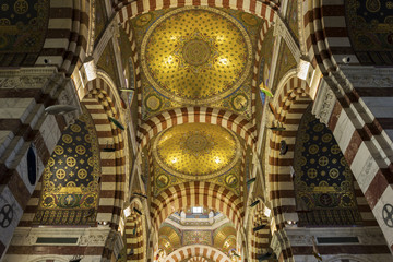 Fototapeta na wymiar Interior of Notre-Dame de la Garde in Marseilles in France