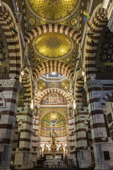 Fototapeta na wymiar Interior of Notre-Dame de la Garde in Marseilles in France