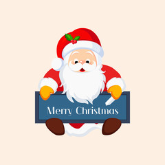 Christmas Santa Claus with a Chalkboard. Vector Illustration