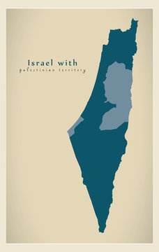 Modern Map - Israel with palestinian territory IL