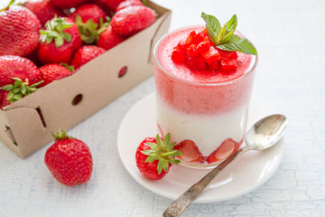 Strawberry dessert in glasses