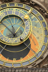 Detail of the historical medieval astronomical Clock in Prague on Old Town Hall , Czech Republic