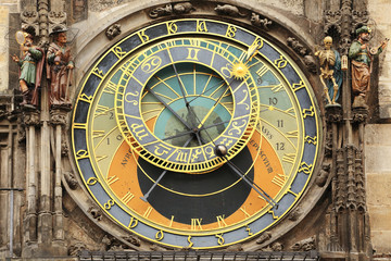 Fototapeta premium Detail of the historical medieval astronomical Clock in Prague on Old Town Hall , Czech Republic