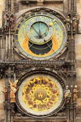 Detail of the historical medieval astronomical Clock in Prague on Old Town Hall , Czech Republic