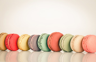 Stack Focus Image Of Colorful French Macarons : Retro Filtered P