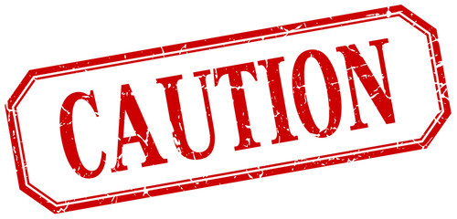 caution square red grunge vintage isolated label