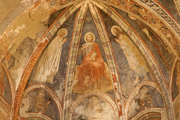 VERONA - JANUARY 28: Jesus the Teacher in sanctuary of church San Fermo Maggiore from 13. cen. on...