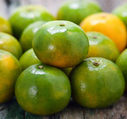 Oranges  on a wooden table