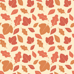 fall autumn pastel leaves seamless vector pattern background illustration