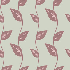 purple leaf on grey background seamless vector pattern illustration