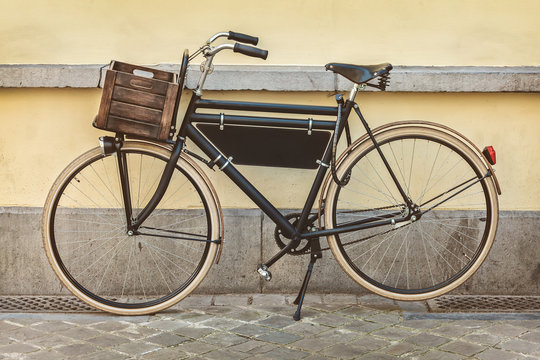Vintage bicycle with wooden crate