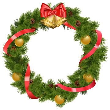 Vector Christmas Wreath With Bells