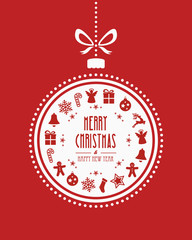 christmas ball ornaments red background