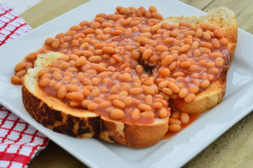 Image of beans on toast, a traditionally english snack