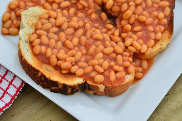 Image of beans on toast, a traditionally english snack