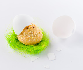 Easter Chick Cookie  Decorated with Nest and Egg Shell