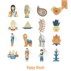 Diwali. Indian Festival Icons