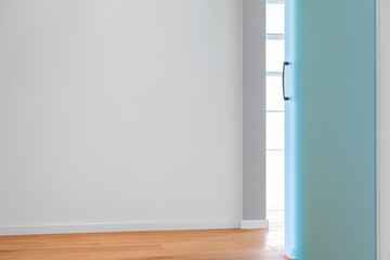 Hallway with glass door, modern home