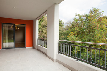 Balcony of modern apartment with empty