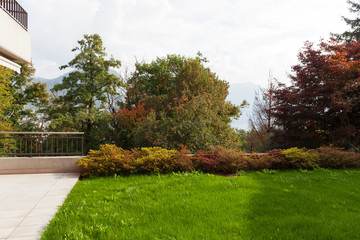 Garden of a private house, copy space