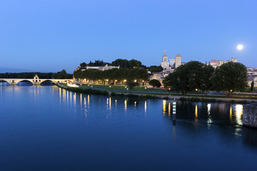 Full moon over Avignon in France