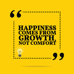 Inspirational motivational quote. Happiness comes from growth, n