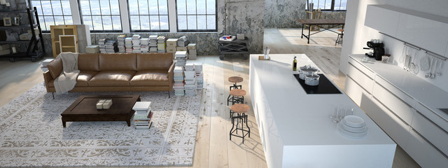 The modern kitchen. 3d rendering