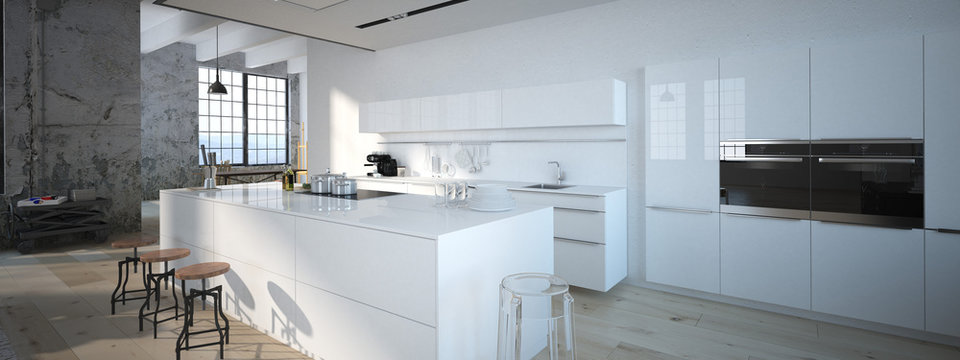 The Modern Kitchen. 3d Rendering