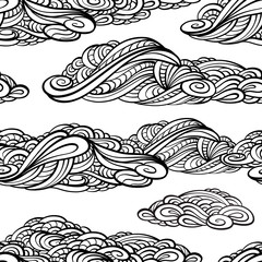 Stylized clouds seamless pattern