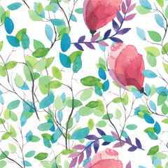 Watercolor seamless floral pattern. 