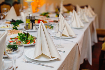 festive wedding table for a banquet in a restaurant
