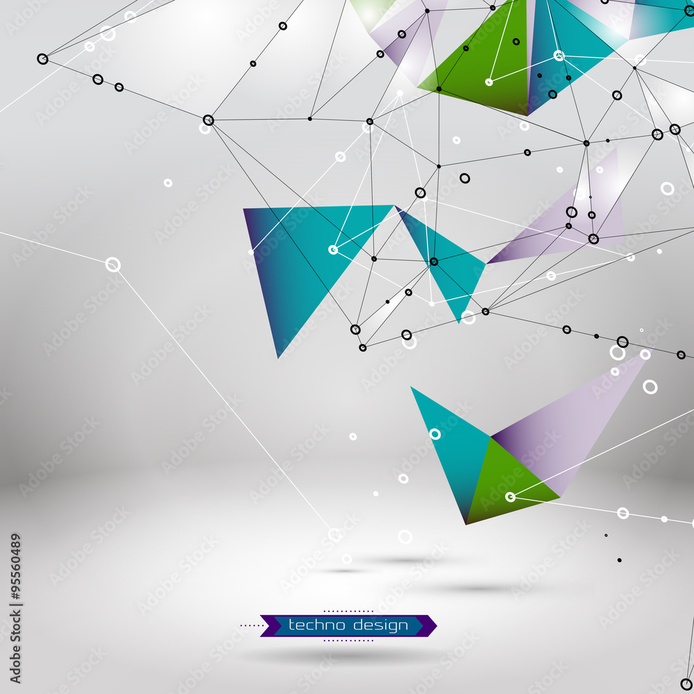 Poster abstract geometric polygonal shape. vector science background. futuristic technology background. con