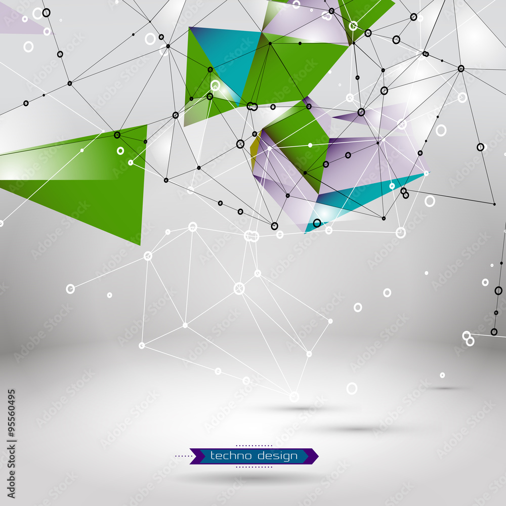 Aufkleber abstract geometric polygonal shape. vector science background. futuristic technology background. con