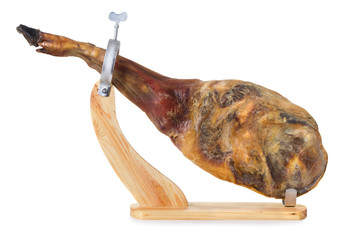 A Spanish ham isolated on white background