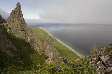 Fototapeta na wymiar Sea coast of the peninsula Kony. Magadan Region. The Sea of Okhotsk. Russia.