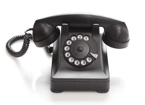old telephone isolated on white background