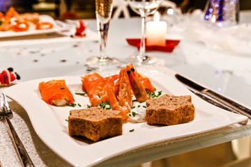 Christmas Dinner with food and decoration