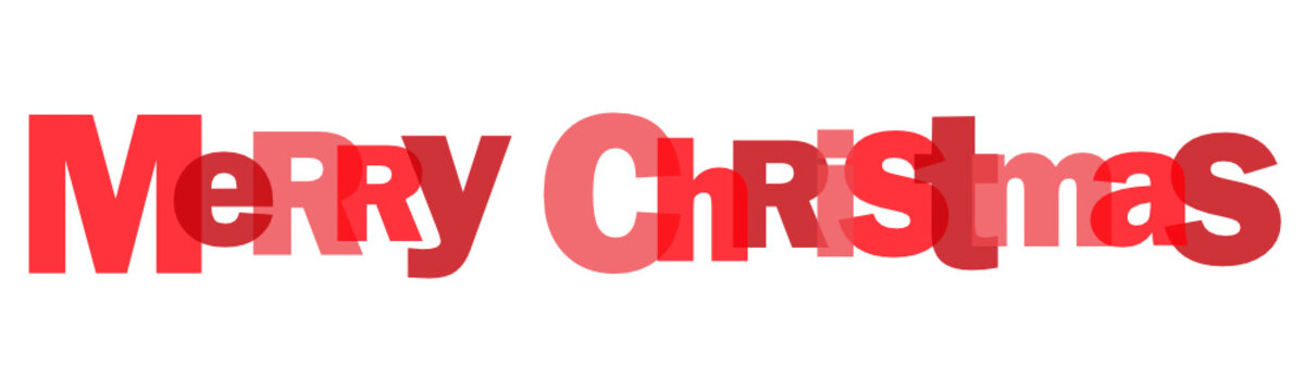Red vector letters spelling MERRY CHRISTMAS