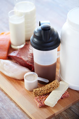 close up of natural protein food and additive