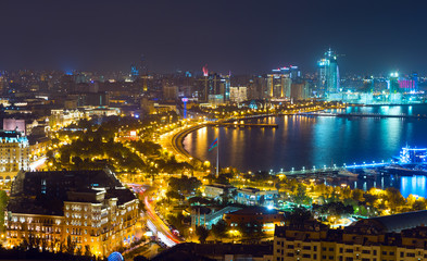 Fototapeta premium Night view of the city of Baku - the capital of the Republic of Azerbaijan