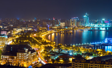 Night view of the city of Baku - the capital of the Republic of Azerbaijan