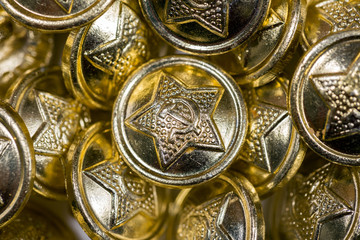 Buttons with the star of the Soviet Union, background