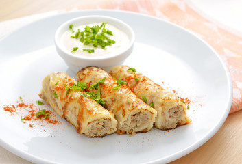 Pancakes Stuffed With Meat