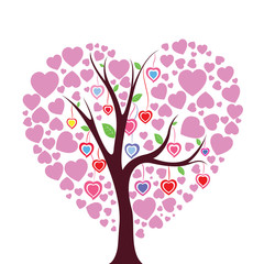 Obraz na płótnie Canvas Heart tree vector illustration, tree of love