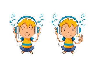 Kid listening to music