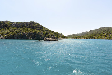 Fototapeta na wymiar water of Mediterranean Sea off the Turkish coast